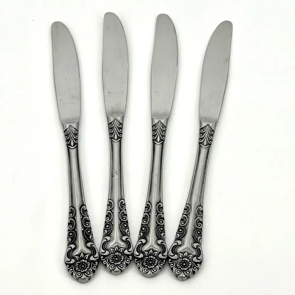 Voisin (Stainless)by CONTINENTAL SILVER Set Of 4 Dinner Knives Floral 8 7/8 inch